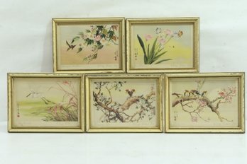 Group Of 5 Signed Wong Wan Framed Chinese Art 4' X 6'