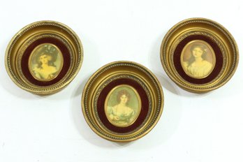 Lot Of Vintage Cameo Creation Gold Framed Portraits Wall Art - Set Of 3