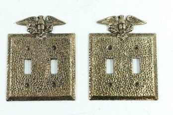 Pair Of Vintage Brass Eagle Switch Covers