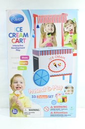 Svan Ice Cream Cart Kids Pretend Play Stand - Premium Wood 33 Pc Realistic Wooden Toy Set New