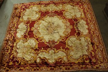 Vintage 1930s Marca Di Fabbrica Depositata *conca Dora* Italian Made Velvet Bed Spread/Rug