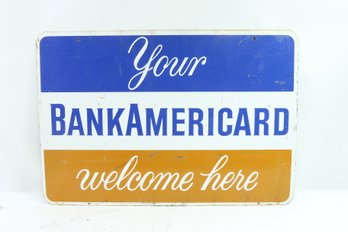 Vintage Double Sided Bank Americard Metal Sign 30' Wide