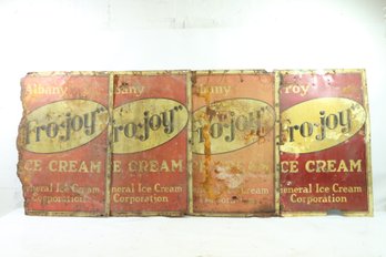 4 Rare Vintage 1940s Metal Fro Joys Ice Cream Signs 27' Tall