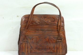 Vintage Flores Bags Hand Tooled Leather Brown Purse