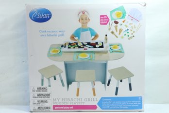 Svan Hibachi Grill Wooden Kids Playset W/ Stools, Table Settings And Over 25 Toy New