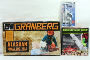 Group Of Chainsaw Items Includes Granberg Alaskan Saw Mill, Firewood Marker And Sharpener