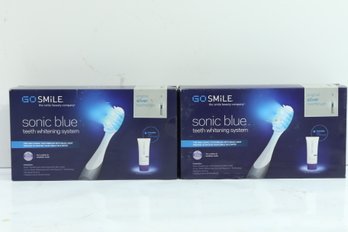 2 Go Smile Sonic Blue Light Electric Toothbrush With Whitening Gel NIB Silver