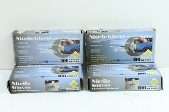 4 Boxes Of X-Large Blue Nitrile Gloves - 100 Pack
