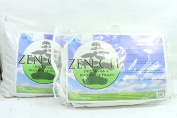 Pair Of Zen Chi Queen Size Organic Buckwheat Hull Pillows