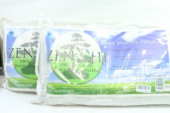 Pair Of Zen Chi King Size Organic Buckwheat Hull Pillows