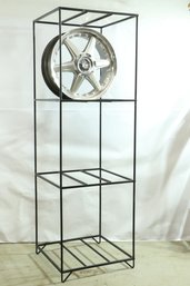 Black Wheel Rim Display Rack Holds 8 Rims Max 4 Tier Showroom Shelf