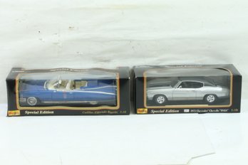 Pair Of 1/18th Scale Maisto Collector Cars 1971 Chevelle & Cadillac Eldorado New