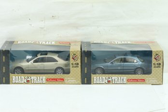 Pair Of Road & Track Collector Cars 1/18th Scale Mercedes & Jaguar