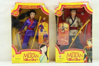 Vintage 1997 Disney Mulan Dolls Secret Hero Mulan & Captain Lin Shang