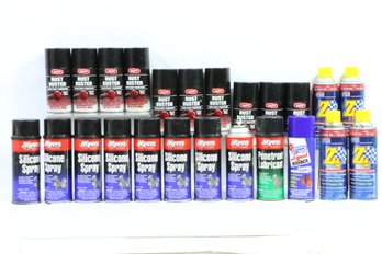 Large Group 24 Cans Of Silicone Sprays And Rust Buster