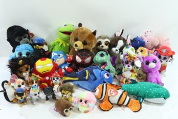 Large Group Of Vintage Beenie Babies Peppa Pig, Marvel, Rescue Dogs And More