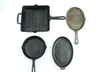 Group Of Vintage Cast Iron Pans And Skillets