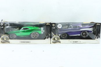 2 Muscle Machines 1:18 Scale Die Cast Cars 5 Year Anniversary 57 Chevy & 69 Charger
