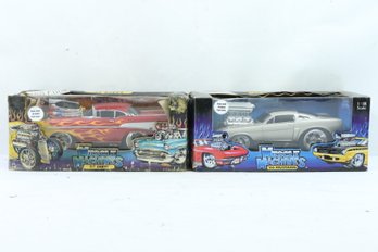 2 Muscle Machines 1:18 Scale Die Cast Cars  57 Chevy & 66 Mustang