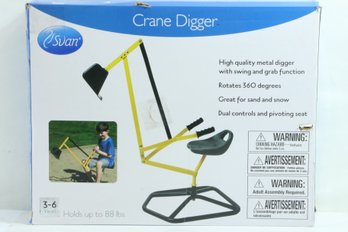 Svan Ride On Crane Digger With Stabilizing Base - Kids Digging Outdoor Play Toy