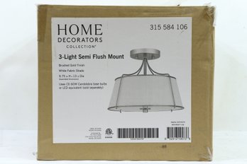 Home Decorators Charleston Park 13 In. 3-Light Brushed Gold Semi-Flush Mount