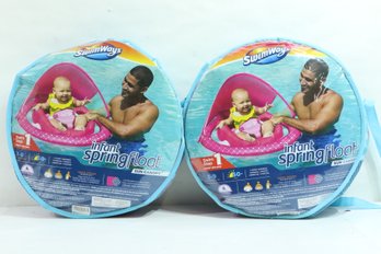 Pair Of Swimways Baby Spring Float With Sun Canopy Pink