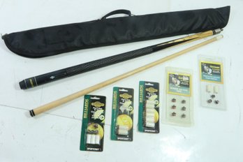 Vintage Harvard Pool Cue With Tips And Case