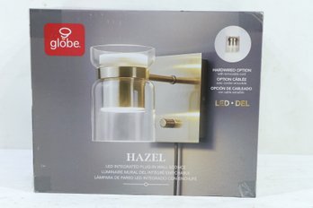 1-Light LED Integrated Plug-in Or Hardwire Wall Sconce, Matte Brass