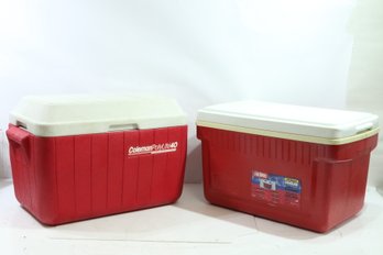 Pair Of Vintage Coolers Thermos And Coleman