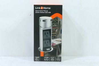 Link2Home Space Saver Pop Up-Outlet 2 Power Outlets 2 USB Ports 2.4 Amp