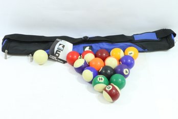 Vintage Pool Ball Set With Stick Holder And Yankee Cue Ball