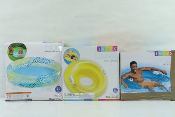 Group Of 3 Intex Pool Items Includes Stargazer Pool, Sit N Lounge & Sit N Float New