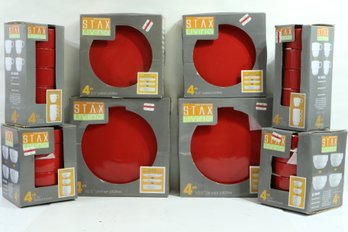 Group Of Stax Living Red Plate Set Includes 8 Of Each Dinner Plates, Bowls, Mugs And Desert Plates New