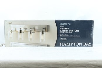 Hampton Bay Regan 4-Light Brushed Nickel Vanity Light With Clear Glass Shades