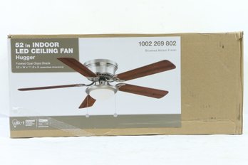 Hugger 52 In. LED Indoor Brushed Nickel Ceiling Fan With Light Kit