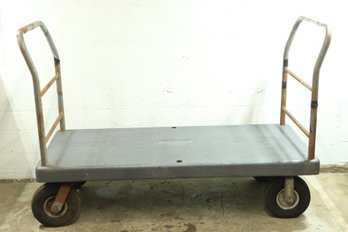 Large RB Mfg. Co. Heavy Duty Plastic Double Handle Rubber Tire Rolling Cart