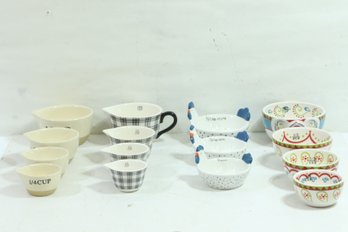 Group Of Ceramic Measuring Cup Sets Includes Pier One, Robert Stanley And More