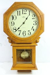 D&A Regulator Battery Chime Wall Clock, Wood/glass 26' Tall