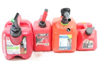 Group Of 4 Various Size Plastic Gas Cans