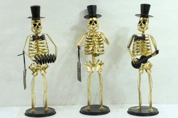 Group Of Spooky Night Metal Skeleton Musicians .
