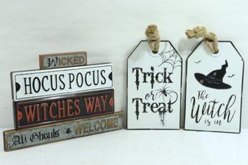 Group Of Metal Halloween Signs And Plaques