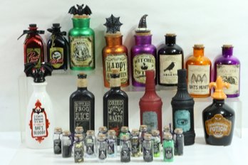 Large Group Of Different Halloween Bottles