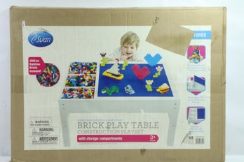 Brick Construction Play Table W 4 Storage Compartments And 1000 Rainbow Bricks - Works W All Major Brands