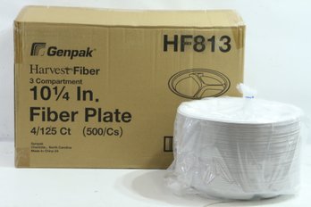 4 Packs Of 125(500 Total) 3 Compartment Genpack 10 1/4' Harvest Fiber Plates