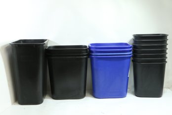 Large Group Of Office Garbage And Recycling Cans