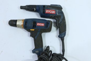 Pair Of Ryobi Drills Sheetrock And 3/8' Drive