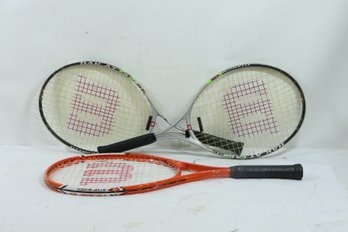 3 Wilson Tennis Racquets Vmatrix, Titanium & Stop Shock