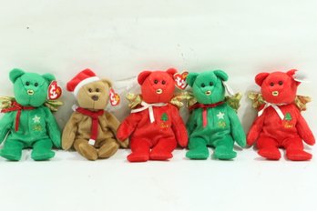 Set Of 5 Christmas Beenie Babies With Tags