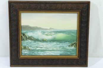 Vintage Signed Oil On Canvas Of A Ocean