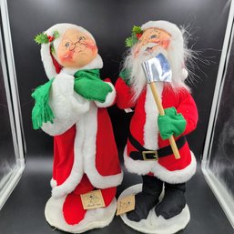 Set Of Huge 19' Santa And Mrs Claus Annalee Figures With Tags - NICE!